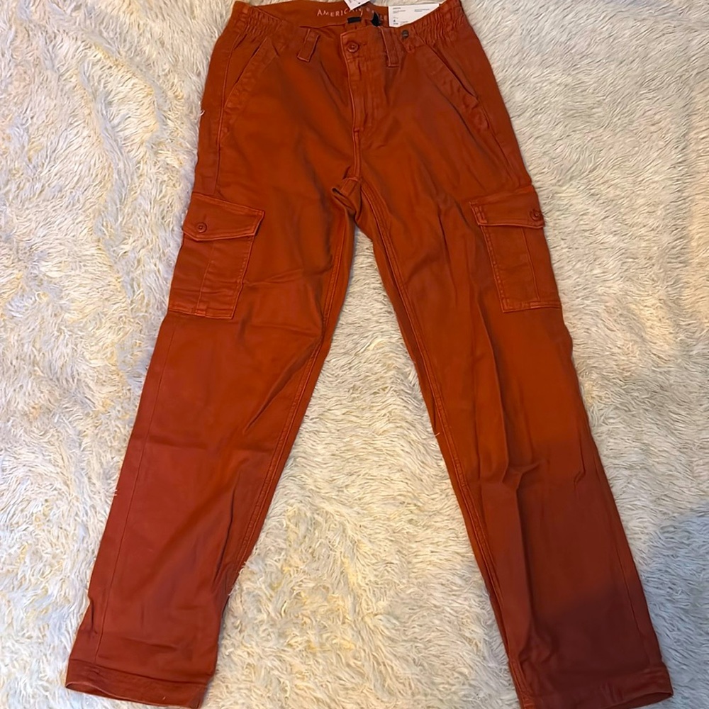 American eagle high rise straight pant in orange 4 regular